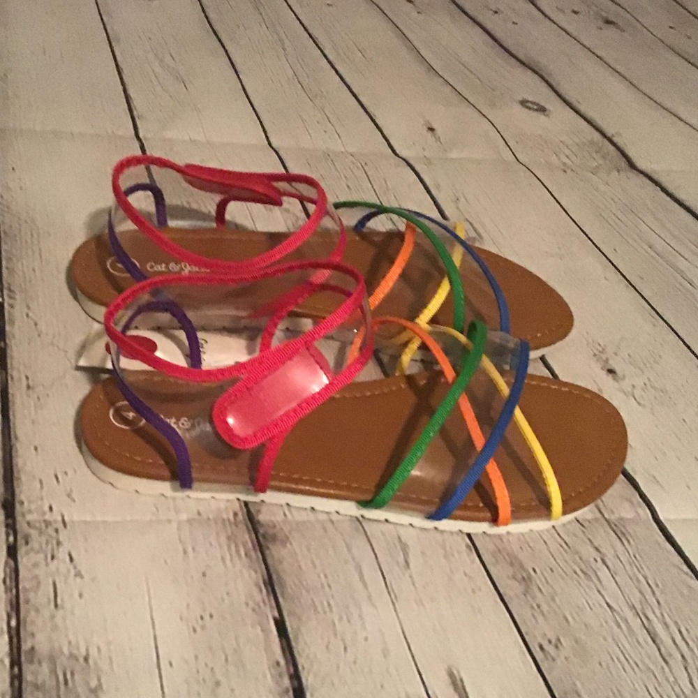 Cat & Jack Multi Color Clear Velcro Strap Sandal